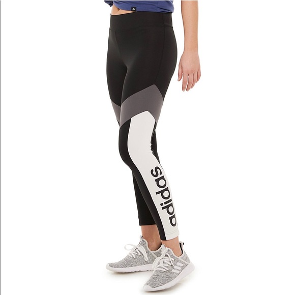 Adidas Colorblock Tight Leggings Black White NWT - Picture 3 of 9